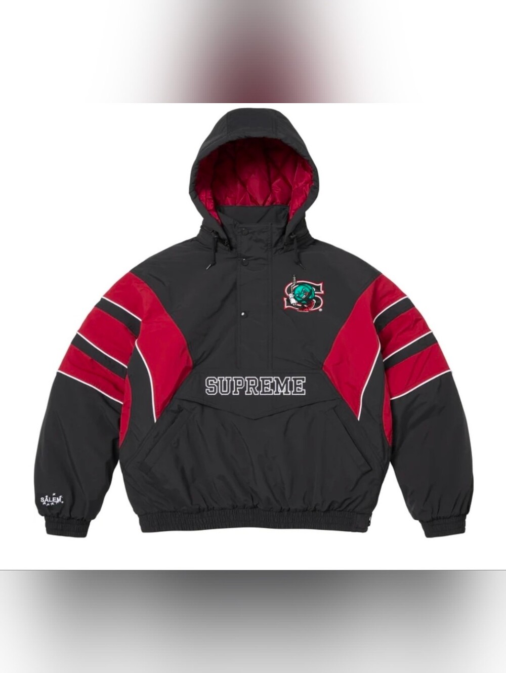Supreme SALEM Half Zip Stadium Jacket - Black